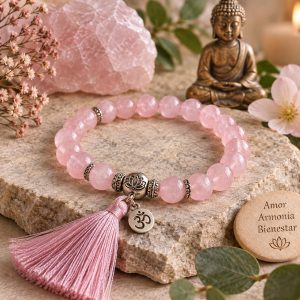 Pulsera de Cuarzo Rosa Natural
